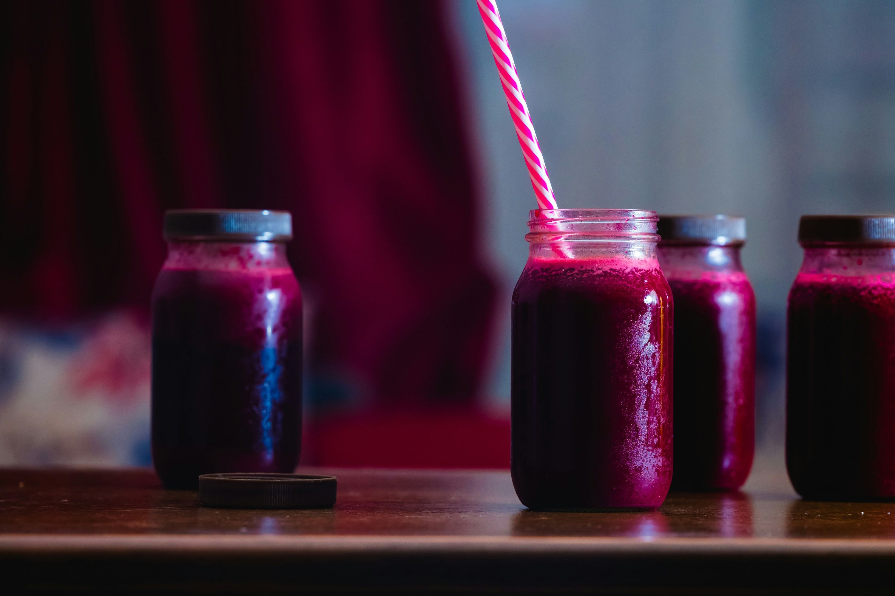 Jars of beetroot juice