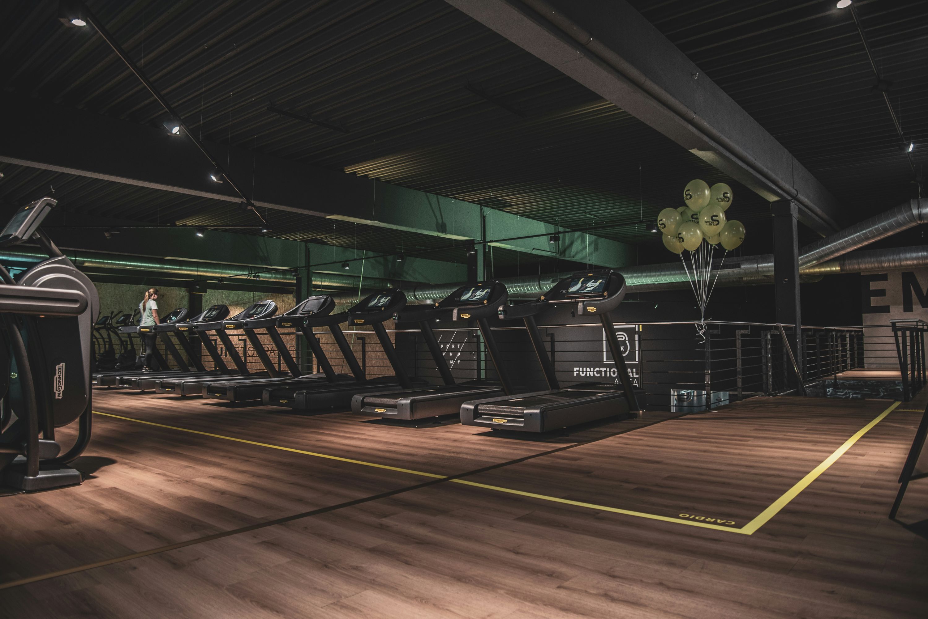 Row of treadmills